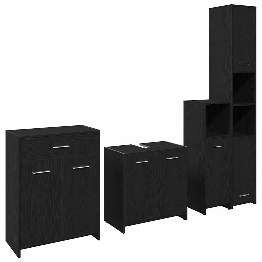 Bathroom Furniture Set 4 pcs Black Oak 30 x 30 x 183.5 cm